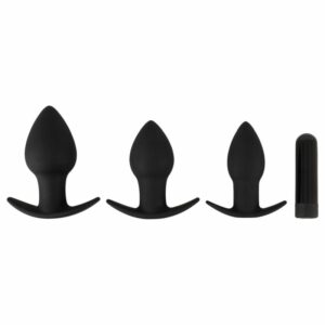 4-teiliges „Butt plug set“ mit 3 Analplugs + 1 Vibrobullet